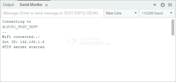 Serial Monitor showing DS18B20 server started